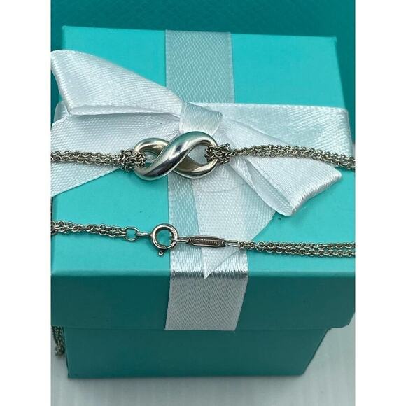 Authentic Tiffany & Co. Infinity Pendant Necklace – Sterling Silver 15" - Picture 3 of 8